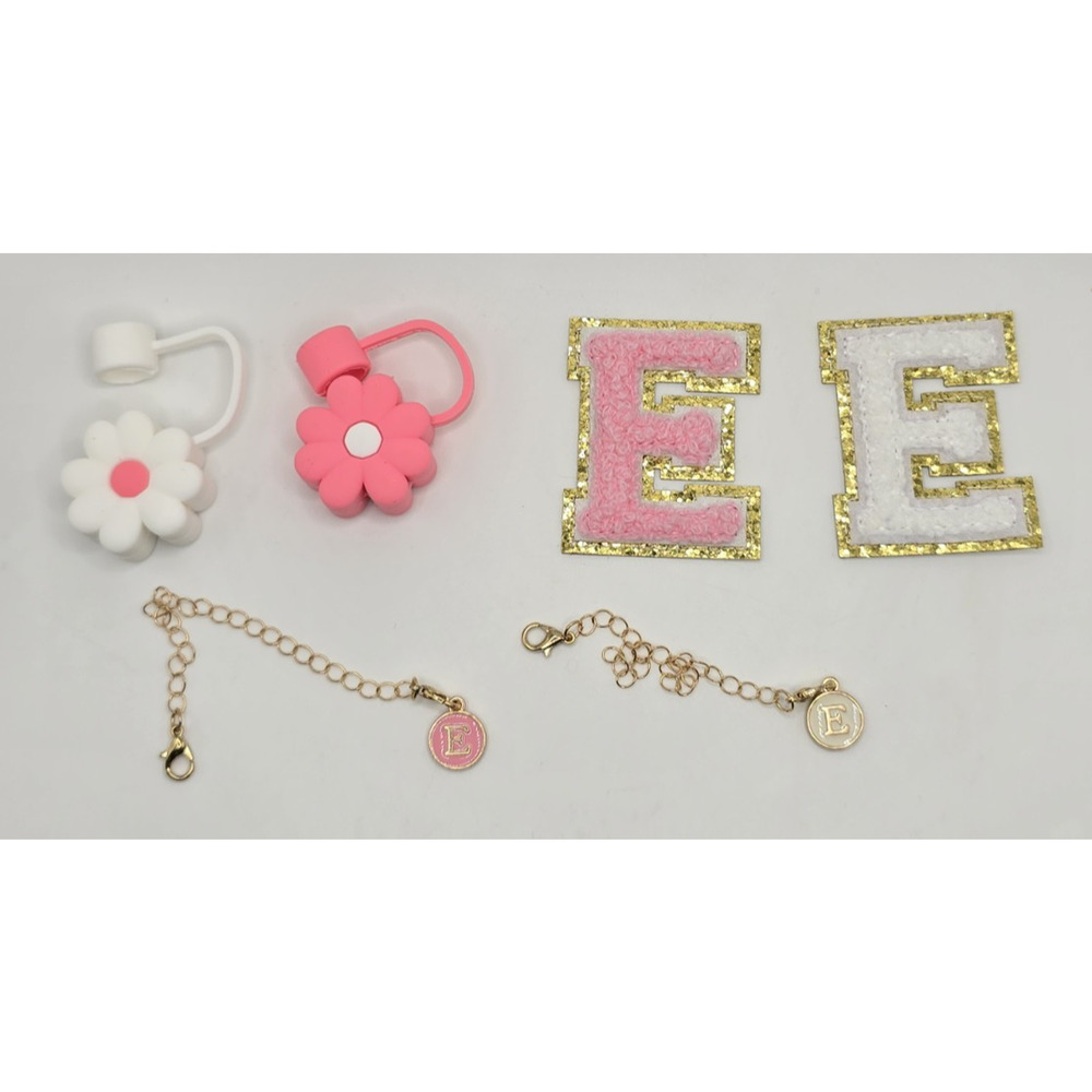 Ekarley Letter E Charm Accessories for Stanley Cup, 6Pcs Charm for Tumbler Cups